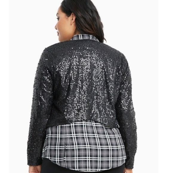 NWT Torrid 4 Black Drape Front Sequin Jacket 4X 26 - Picture 4 of 8